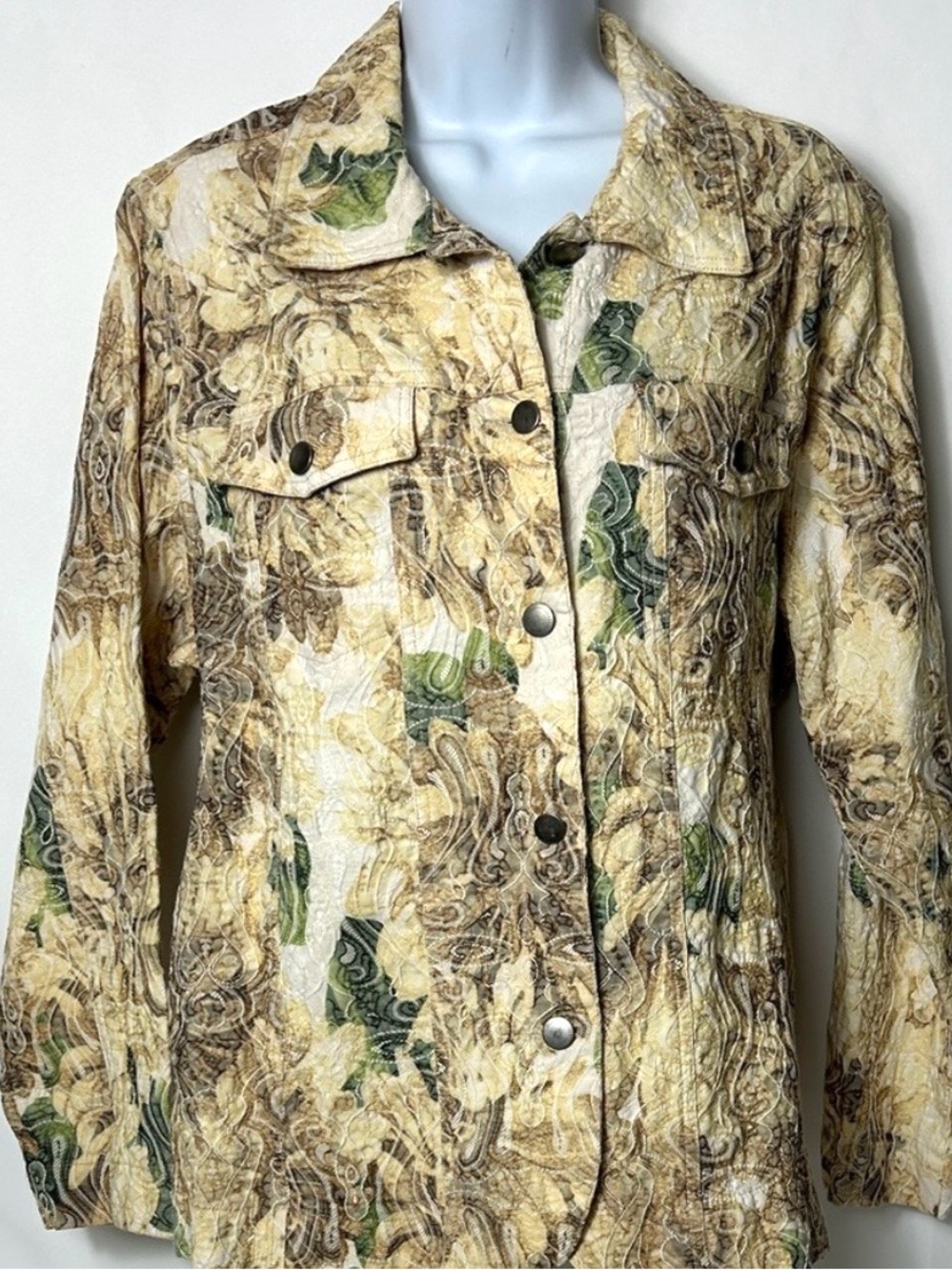 Analogy Plus Women’s Size 2X Full Button Front Embroidered Button Shirt Jacket